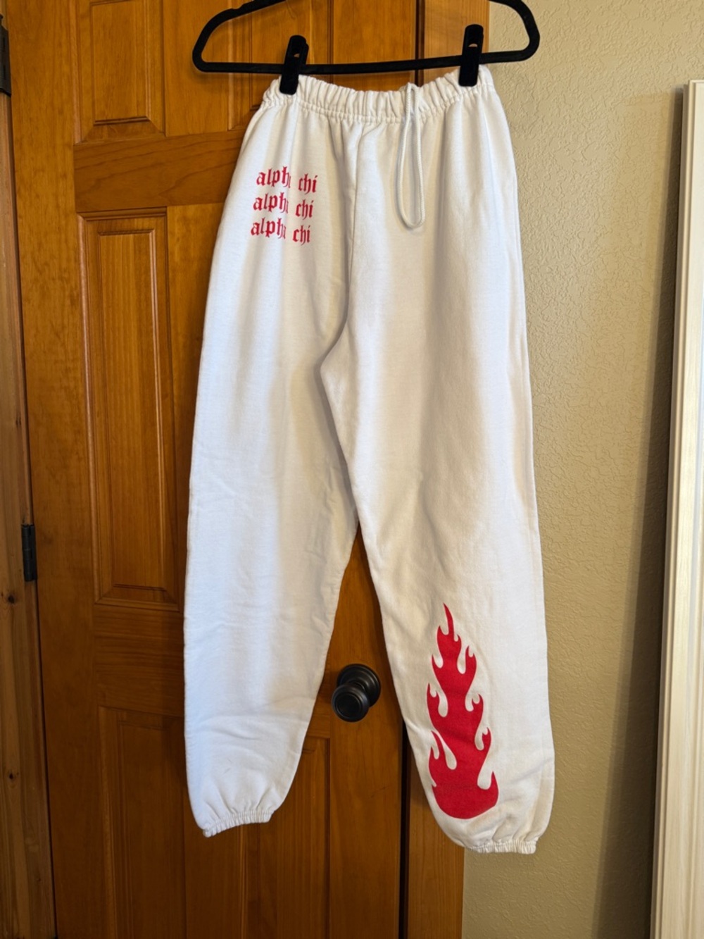 Alpha Chi Omega Sorority Sweatpants with Red Flame Graphic - Picture 2 of 6